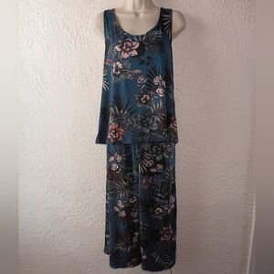 Midnight Bakery Teal Floral Pajama Set